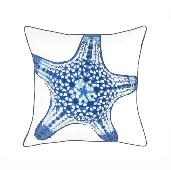 Rightside Design - Blue Starfish Indoor/Outdoor Throw Pillow