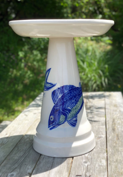 Bird Bath - Hand Painted Fish