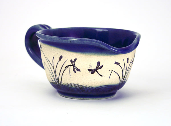 Dragonfly Etched - Gravy Dish - Cobalt Blue