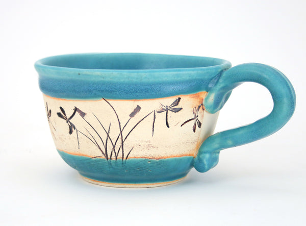 Dragonfly Etched - Chowder Mug - Caribbean Blue