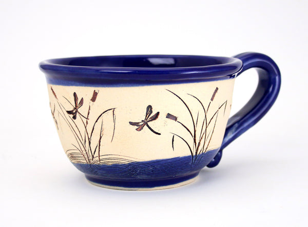 Dragonfly Etched - Chowder Mug - Cobalt Blue