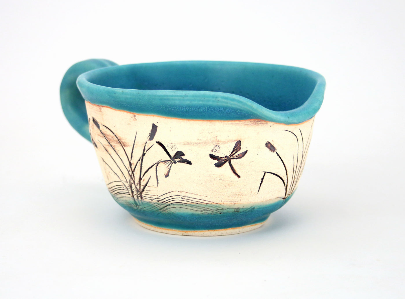 Dragonfly Etched - Caribbean Blue - Gravy Dish