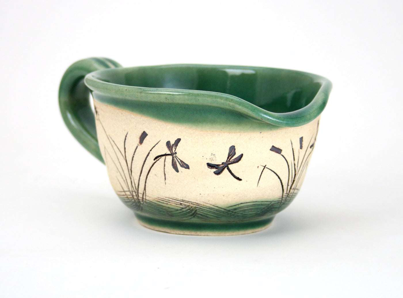 Dragonfly Etched - Sea Green - Gravy Dish