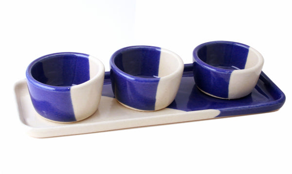 Cobalt and White Pinch Pot Set