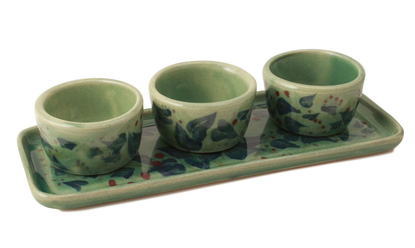 Green Holly Pinch Pot Set