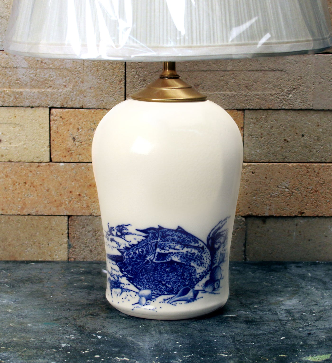Chatham Pottery Horseshoe Crab In-Glaze Decal Small Lamp