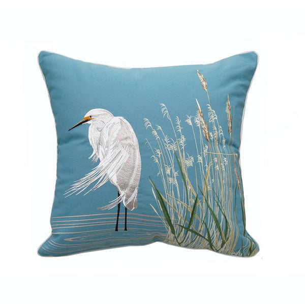 Rightside Design - Waterside White Egret Indoor/Outdoor Throw Pillow