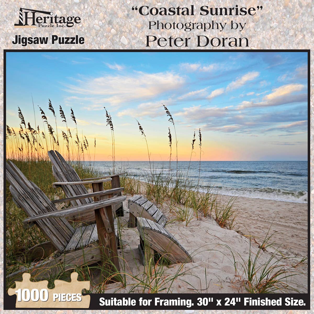 Puzzle 1000 Pezzi Beach Sunset Heart Crystal Ball – Scena Spiaggia Con Ciottoli Colorati E Tramonto