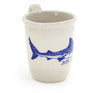 Handmade stoneware shark coffee mug with original artwork of a Tiger Shark in profile