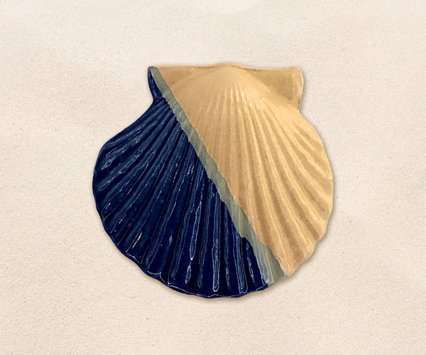 Shell Paperweight - Cobalt Blue and Yellow