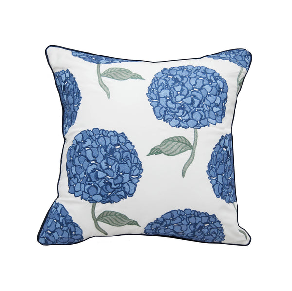 Rightside Design - Blue Hydrangea Floral Indoor/Outdoor Throw Pillow