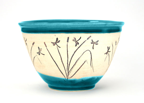 Mixing Bowl - Dragonfly Etched - Caribbean Blue