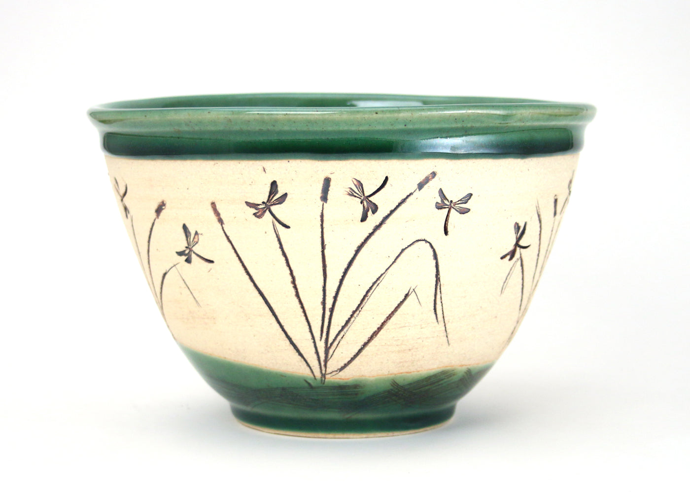 Mixing Bowl - Dragonfly Etched - Sea Green