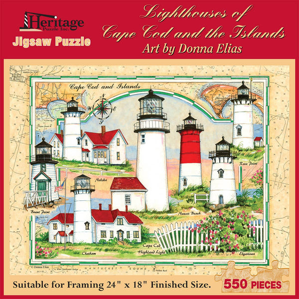 Jigsaw Puzzle - Cape Cod and the Island Lighthouses 550 Piece Puzzle