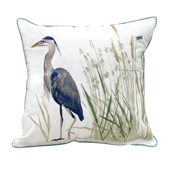 Rightside Design - Great Blue Heron Facing Left Indoor/Outdoor Throw Pillow