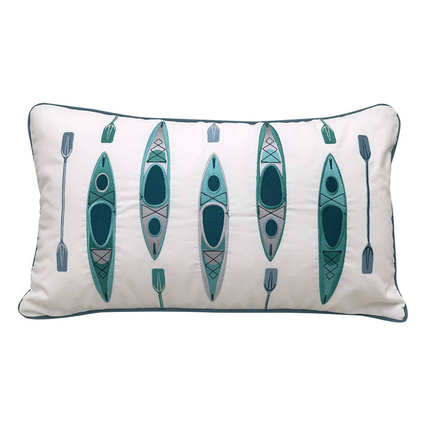 Rightside Design - Kayak Pattern Indoor/Outdoor Lumbar Pillow