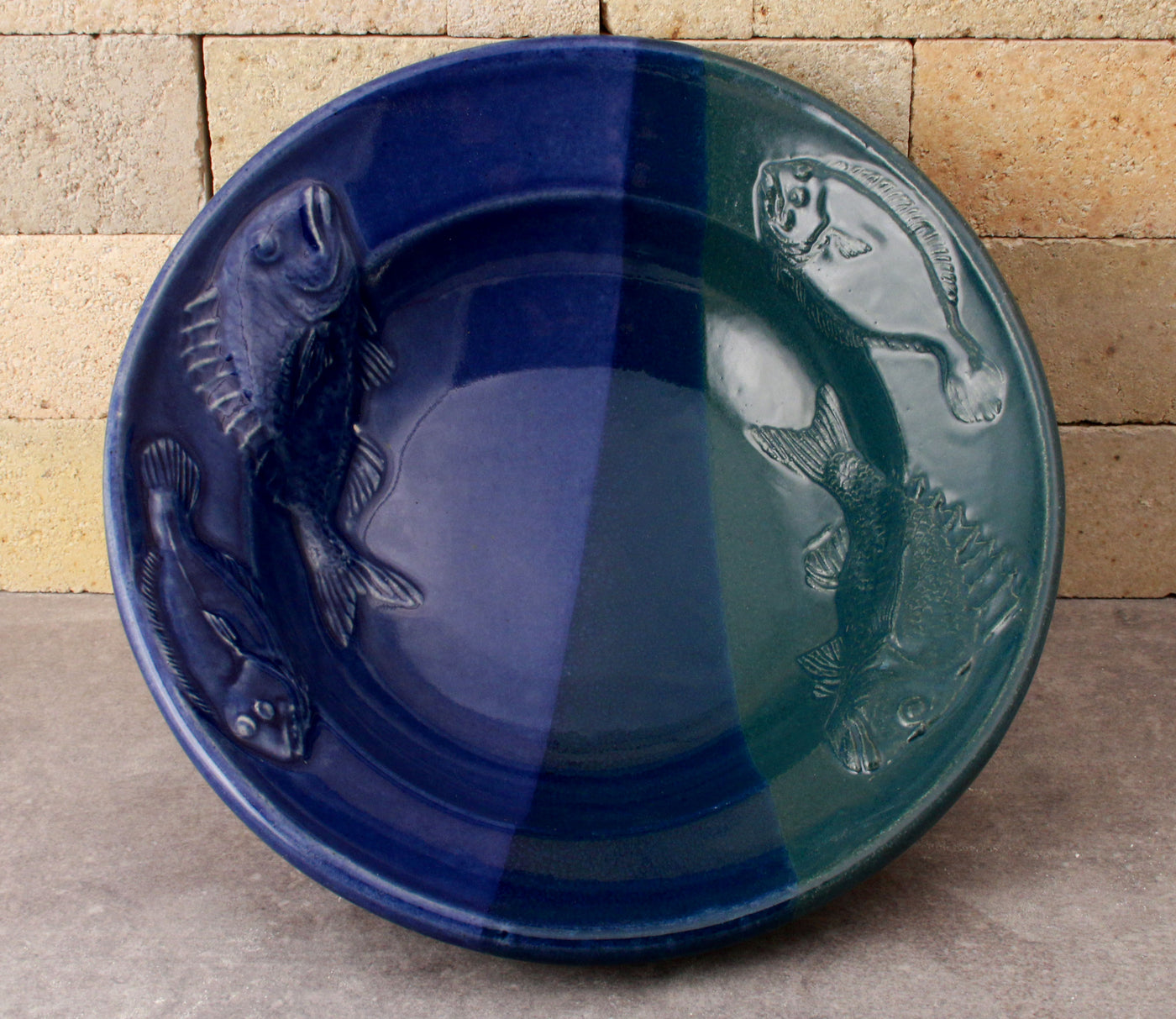 Fluke and Scup Relief Bowl - Cobalt and Denim