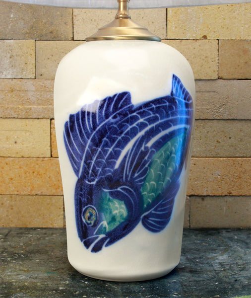 Chatham Pottery Hand Painted Fish Large Lamp