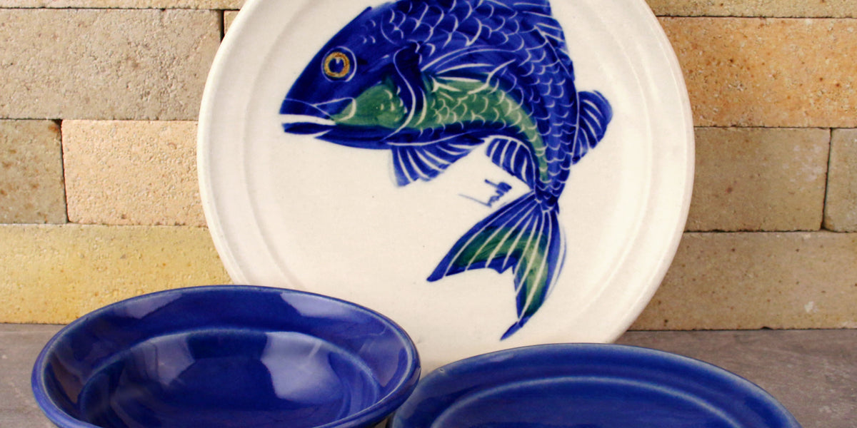 Dinnerware Hand Painted Fish Chatham Pottery