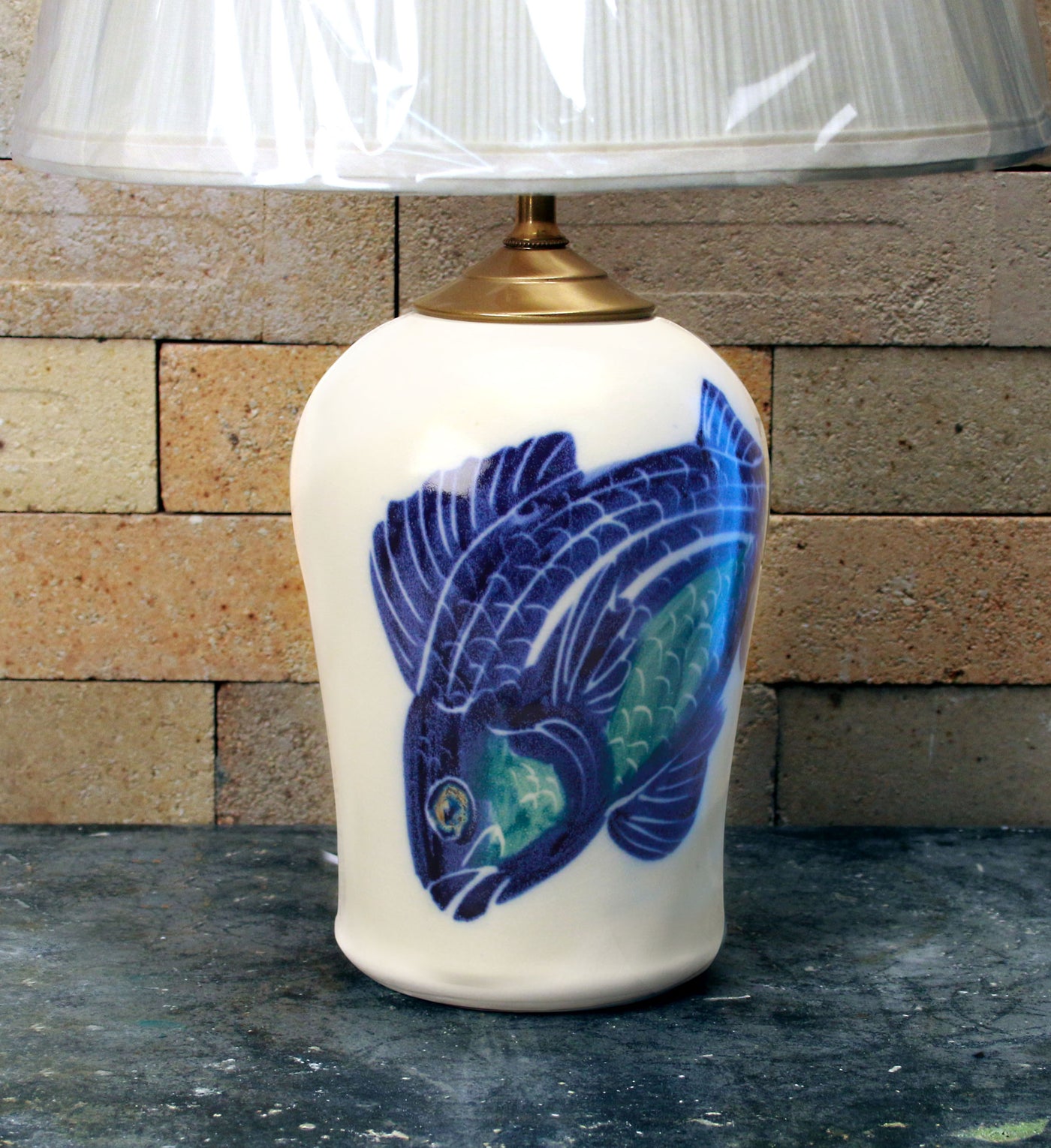 Chatham Pottery Hand Painted Fish Small Lamp