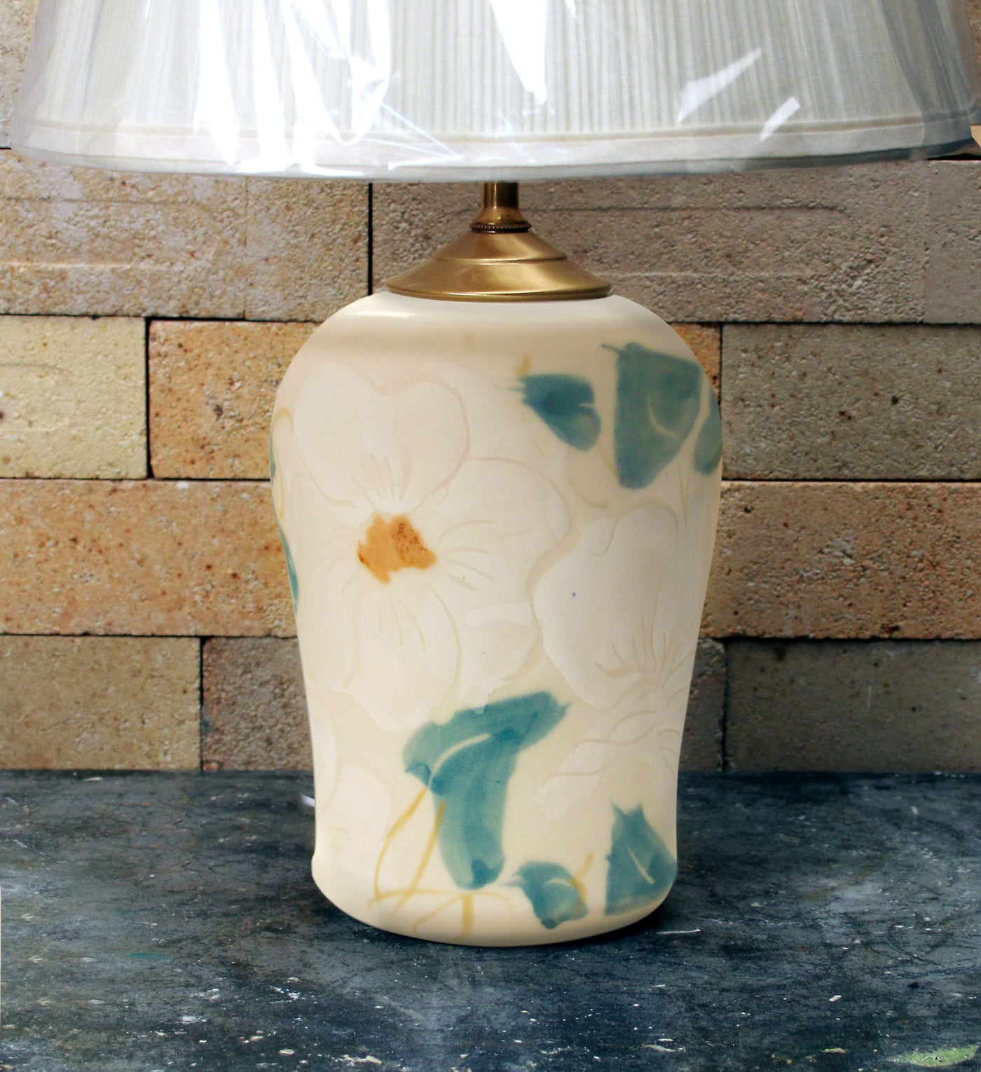 Chatham Pottery White Floral Small Lamp