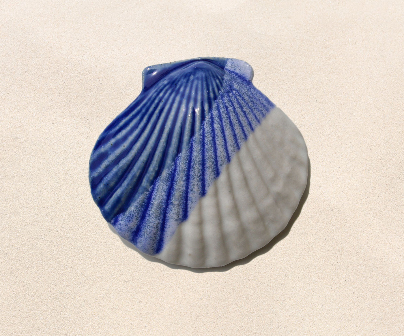 Shell Paperweight - Cobalt and White