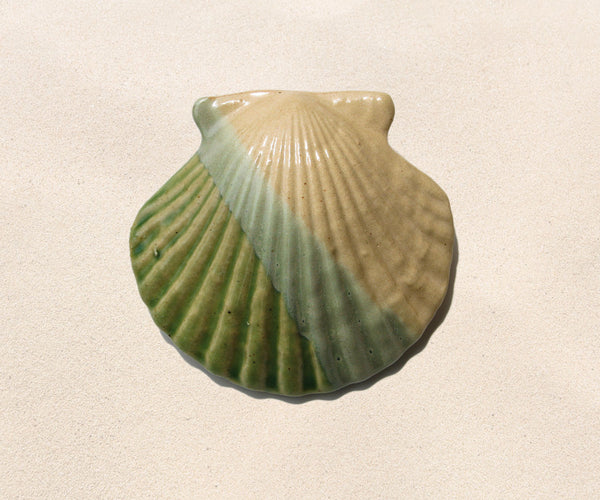 Shell Paperweight - Sea Green and Yellow