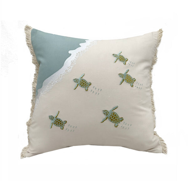 Rightside Design - Turtle Migration Indoor Cotton Throw Pillow