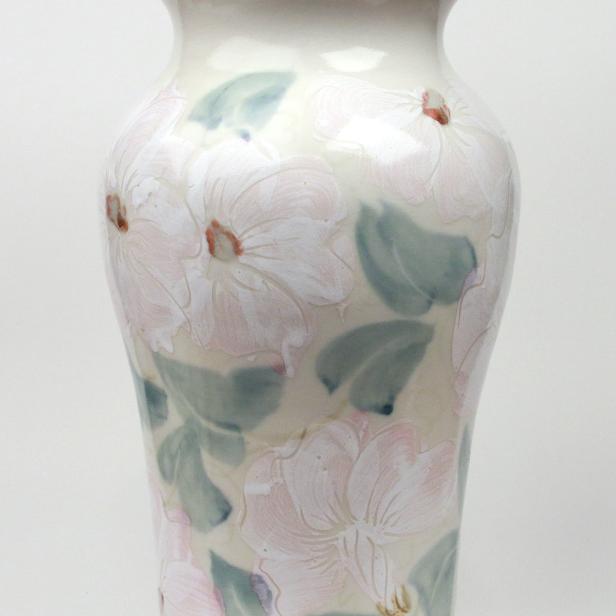 Vase White Floral Chatham Pottery